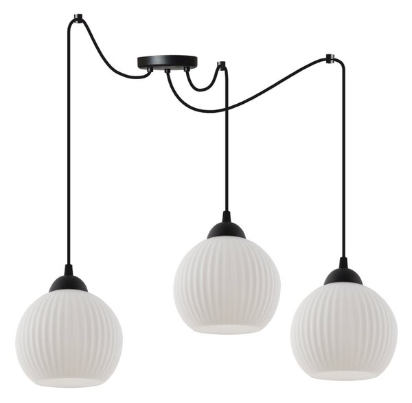 Závěsné svítidlo Riffle Round Spider, 3x bílé skleněné stínítko, b