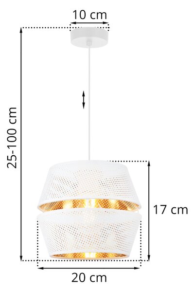 Závěsné svítidlo Asti, 1x bílé PVC stínítko, g, w