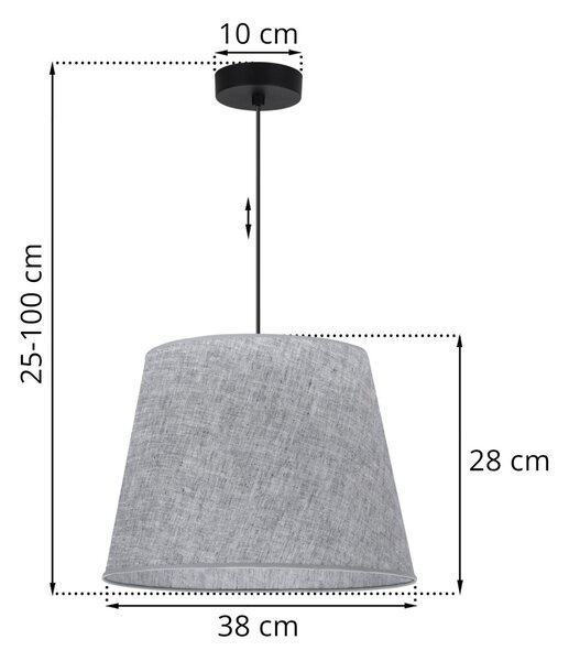 Závěsné svítidlo Len1, 1x šedé textilní stínítko, (fi 38 cm), b