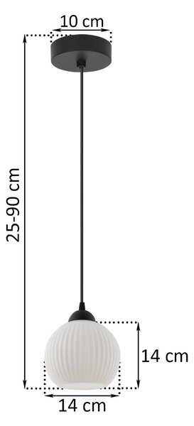 Závěsné svítidlo Riffle Round, 1x bílé skleněné stínítko, b