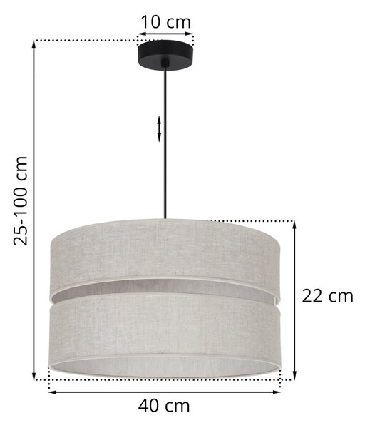 Závěsné svítidlo Jen, 1x světle béžové textilní stínítko, (fi 40 cm), b