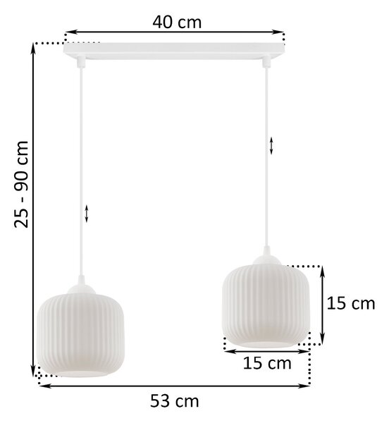 Závěsné svítidlo Riffle, 2x bílé skleněné stínítko, w
