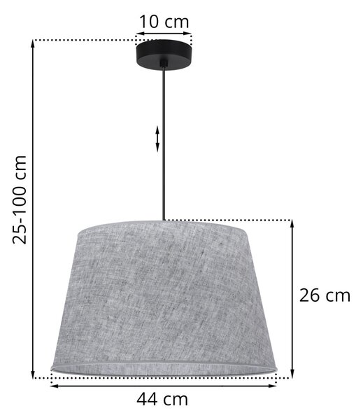 Závěsné svítidlo Len1, 1x šedé textilní stínítko, (fi 44 cm), b