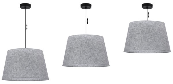 Závěsné svítidlo Len1, 1x šedé textilní stínítko, (fi 44 cm), b