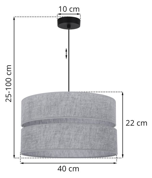Závěsné svítidlo Jen, 1x šedé textilní stínítko, (fi 40 cm), b