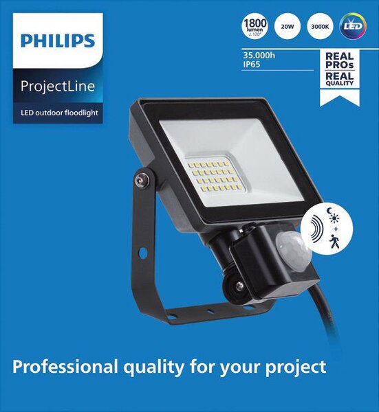 LED vodotěsný světlomet Projectline 20W 3000K Sensor