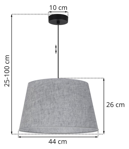 Závěsné svítidlo Jen, 1x šedé textilní stínítko, (fi 44 cm), b