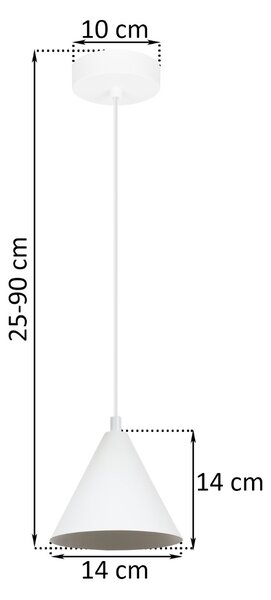Závěsné svítidlo Soho, 1x bílé kovové stínítko, (fi 14cm)