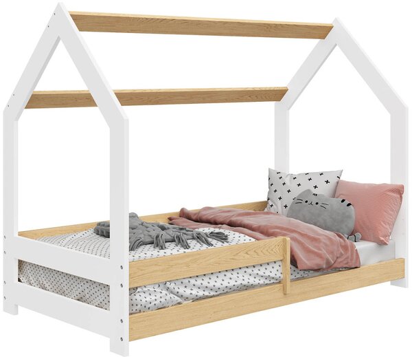 Dětská postel Domek 80x160 cm D5 + rošt a matrace ZDARMA - bílá - borovice
