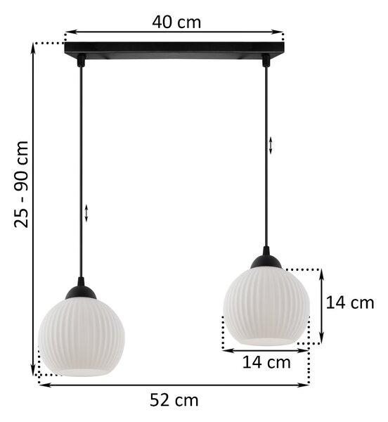 Závěsné svítidlo Riffle Round, 2x bílé skleněné stínítko, b