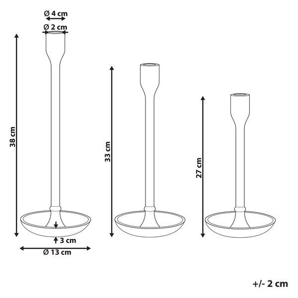 Sada 3 svícnů LIWUNG Kov 27/33/38 cm Zlatá