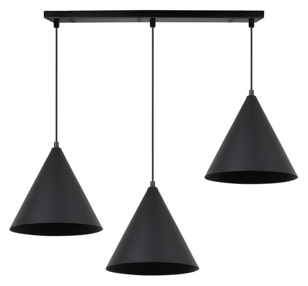 Závěsné svítidlo Soho, 3x černé kovové stínítko, (fi 25cm)