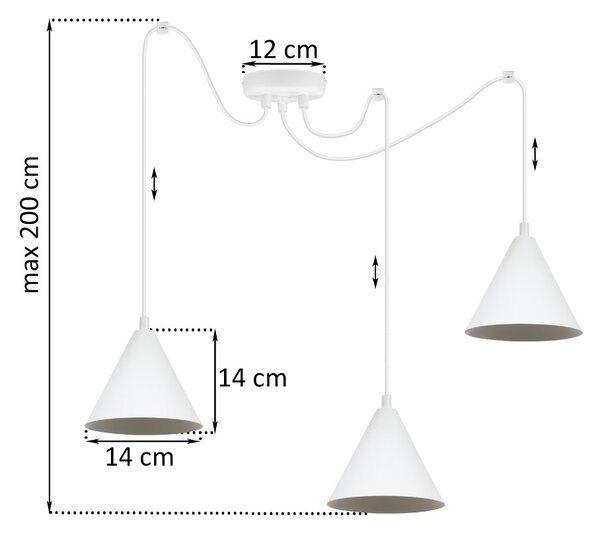 Závěsné svítidlo Soho Spider, 3x bílé kovové stínítko, (fi 14cm)