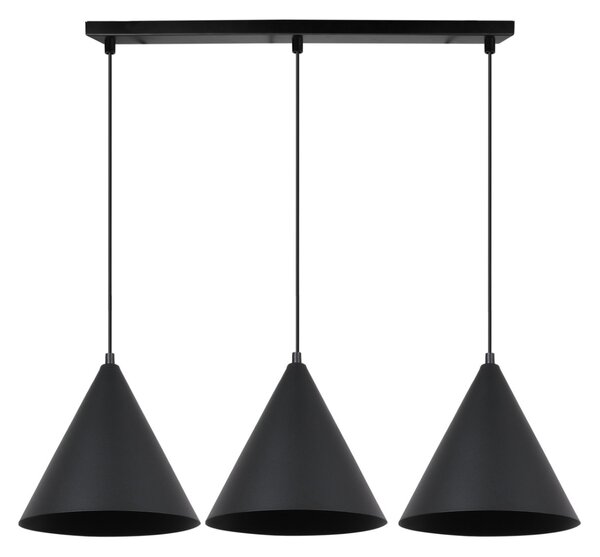 Závěsné svítidlo Soho, 3x černé kovové stínítko, (fi 25cm)
