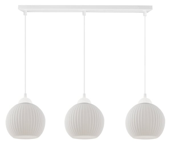 Závěsné svítidlo Riffle Round, 3x bílé skleněné stínítko, w