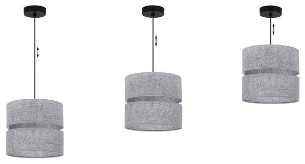 Závěsné svítidlo Jen, 1x šedé textilní stínítko, (fi 20 cm), b