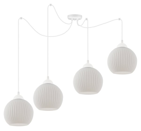 Závěsné svítidlo Riffle Round Spider, 4x bílé skleněné stínítko, w