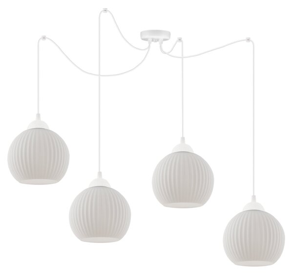 Závěsné svítidlo Riffle Round Spider, 4x bílé skleněné stínítko, w