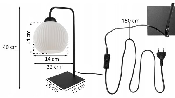 Stolní lampa Riffle Round, 1x bílé skleněné stínítko