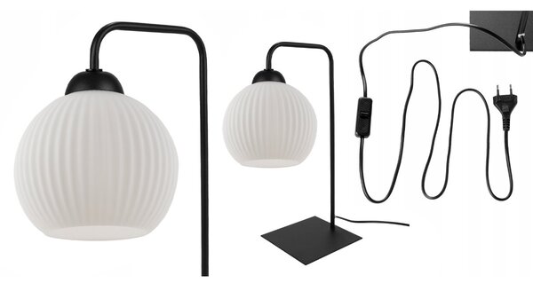 Stolní lampa Riffle Round, 1x bílé skleněné stínítko