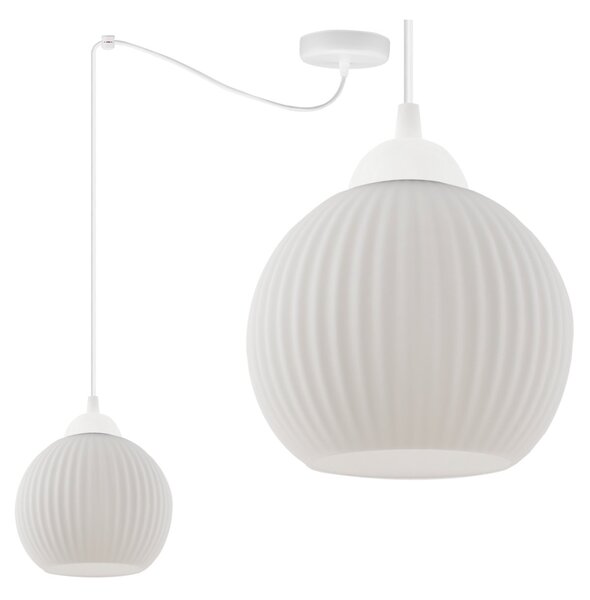 Závěsné svítidlo Riffle Round Spider, 1x bílé skleněné stínítko, w