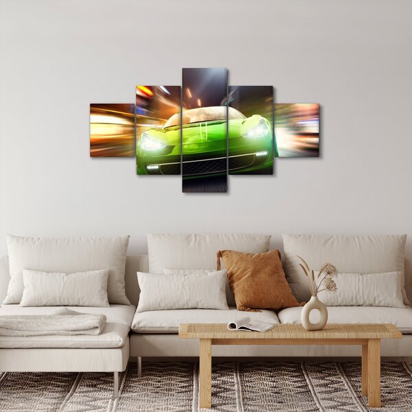 Obraz - Zelené závodní auto (125x70 cm)