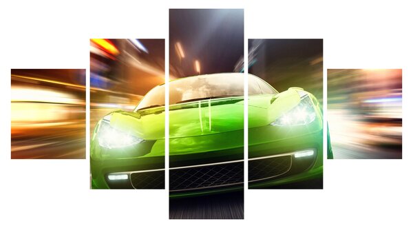 Obraz - Zelené závodní auto (125x70 cm)