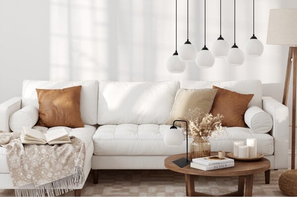 Stolní lampa Riffle Round, 1x bílé skleněné stínítko