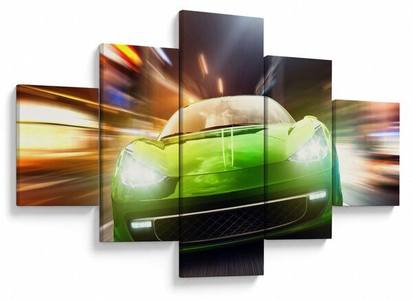 Obraz - Zelené závodní auto (125x70 cm)