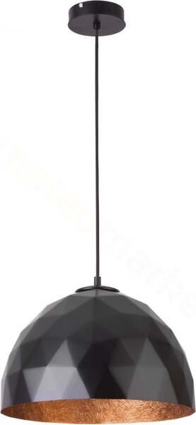 SIGMA Závěsné moderní osvětlení DIAMENT, 1xE27, 60W, 35cm, černé, měděné 31372