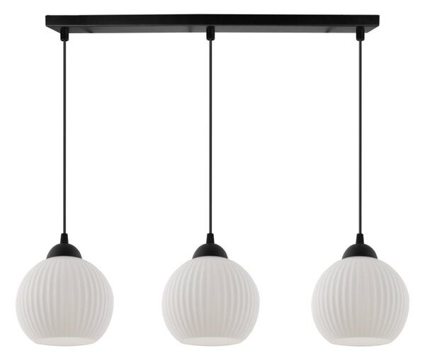 Závěsné svítidlo Riffle Round, 3x bílé skleněné stínítko, b