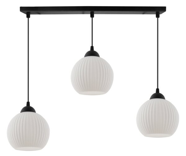 Závěsné svítidlo Riffle Round, 3x bílé skleněné stínítko, b