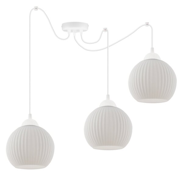 Závěsné svítidlo Riffle Round Spider, 3x bílé skleněné stínítko, w