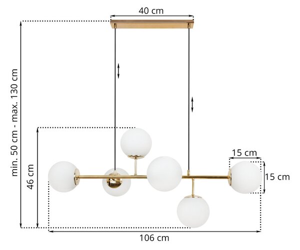 Závěsné svítidlo Florence 1, 6x bílé skleněné stínítko, G