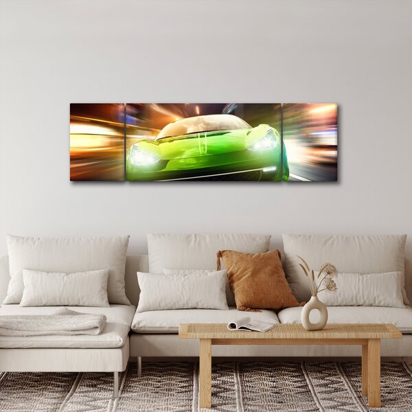Obraz - Zelené závodní auto (170x50 cm)