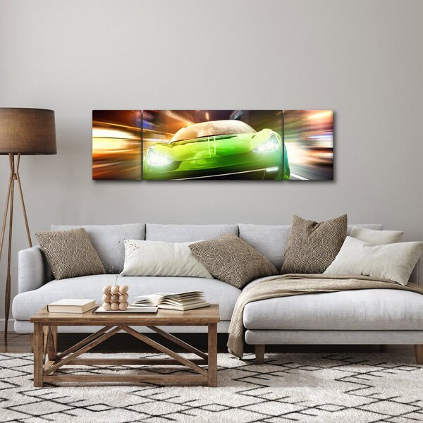 Obraz - Zelené závodní auto (170x50 cm)