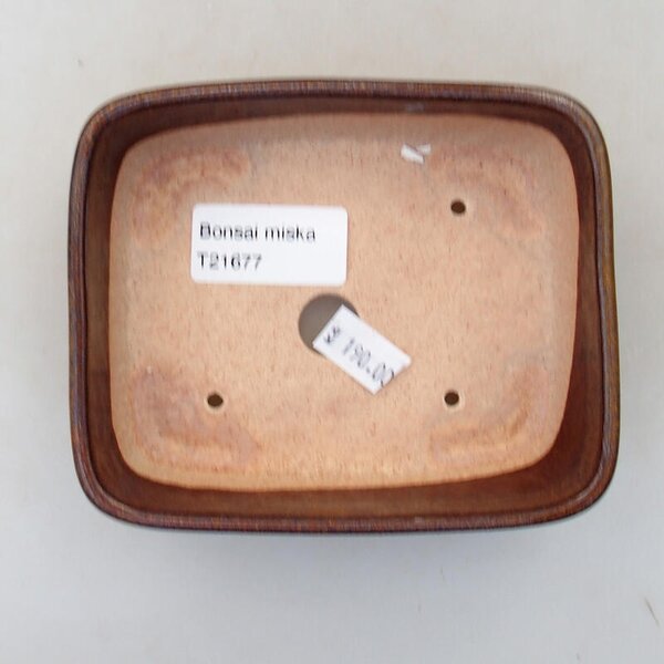 E-bonsai Keramická bonsai miska 11,5 x 9,5 x 3,5 cm hnědá
