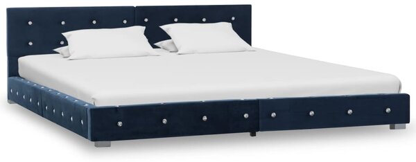 Rám postele modrý samet 160 x 200 cm
