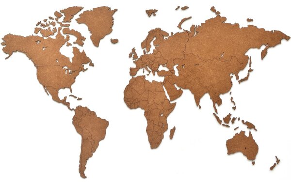 MiMi Innovations Dřevěná nástěnná mapa světa Luxury hnědá 90 x 54 cm