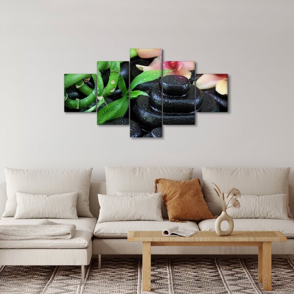 Obraz - Kameny a orchideje (125x70 cm)