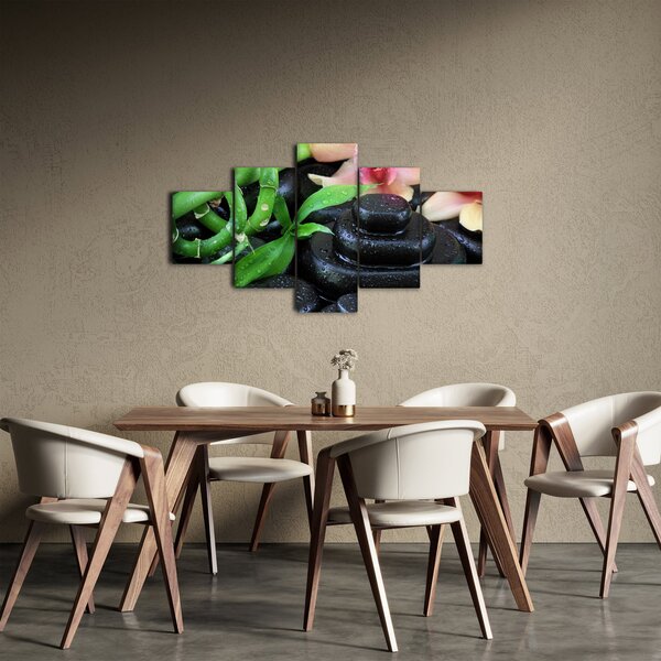 Obraz - Kameny a orchideje (125x70 cm)