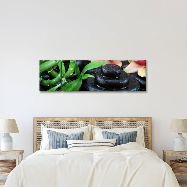 Obraz - Kameny a orchideje (170x50 cm)