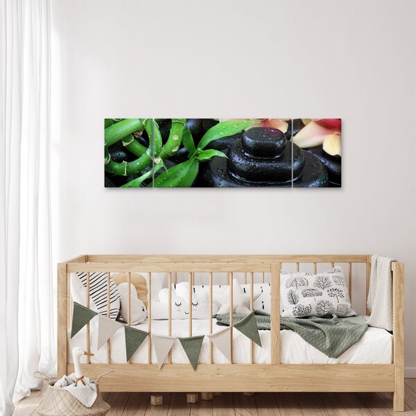 Obraz - Kameny a orchideje (170x50 cm)