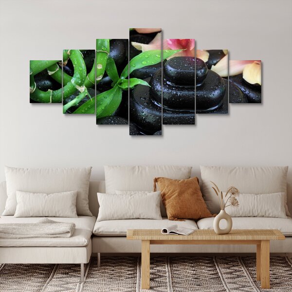 Obraz - Kameny a orchideje (210x100 cm)