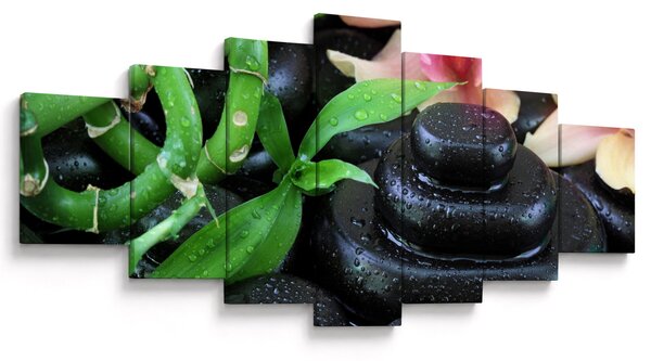 Obraz - Kameny a orchideje (210x100 cm)