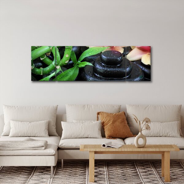 Obraz - Kameny a orchideje (170x50 cm)