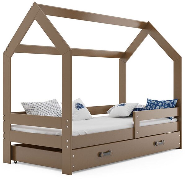 Dětská postel Domek 80x160 cm, hnědá + rošt a matrace ZDARMA