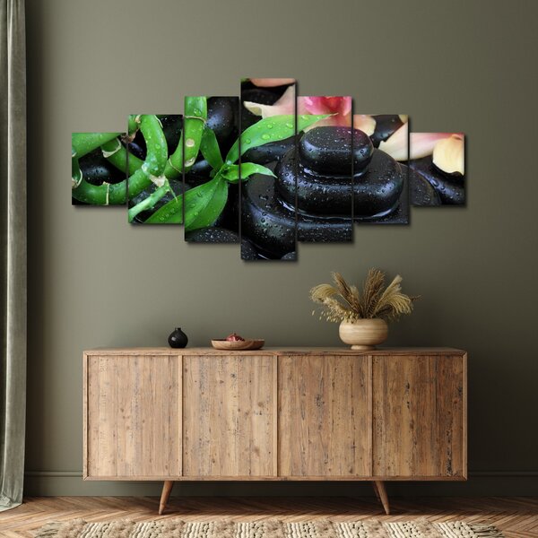 Obraz - Kameny a orchideje (210x100 cm)