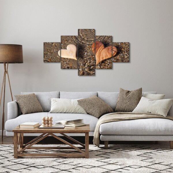 Obraz - Dřevěná srdíčka (125x70 cm)