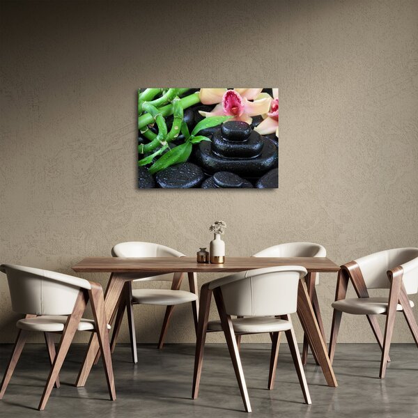 Obraz - Kameny a orchideje (70x50 cm)